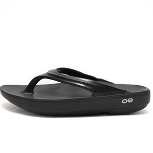 Oofos Oolala Black Recovery Thong Sandals Womens 7 EU 38 Flat Flip Flops 1000